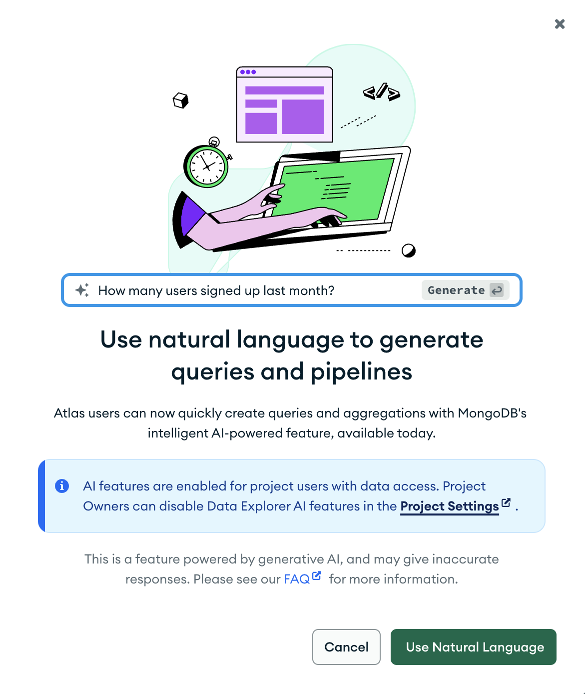 Accept the terms and conditions for natural language querying